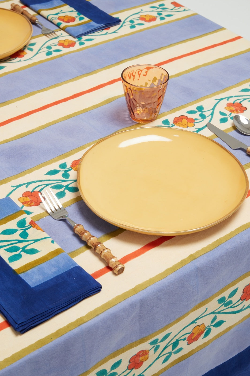 Lisa Corti Varanasi Stripes Pervinch Tablecloth