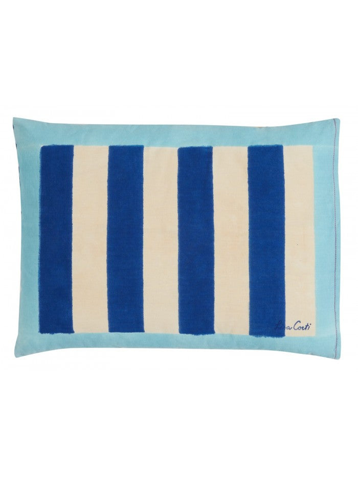 Lisa Corti Nizam Stripes Blue Natural Pillow