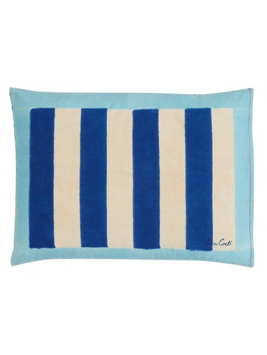 Lisa Corti Nizam Stripes Blue Natural Pillow